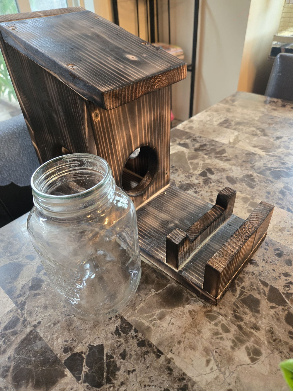 Handmade Wooden Squirrel Feeder with Removable Mason Jar - Picture 6 of 7